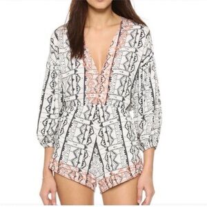 Cleobella Mischa Boho Henna Print Embroidered Romper